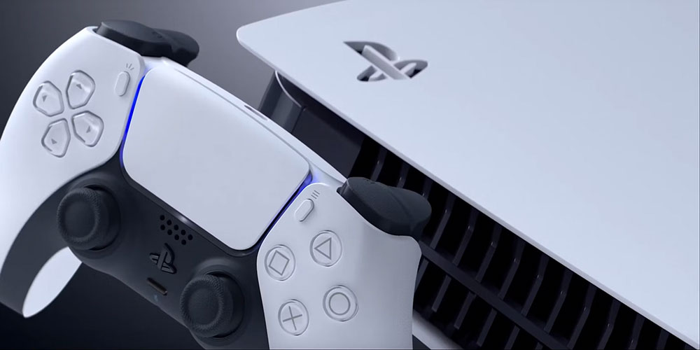 Close up of PS5 and the duel sense controller